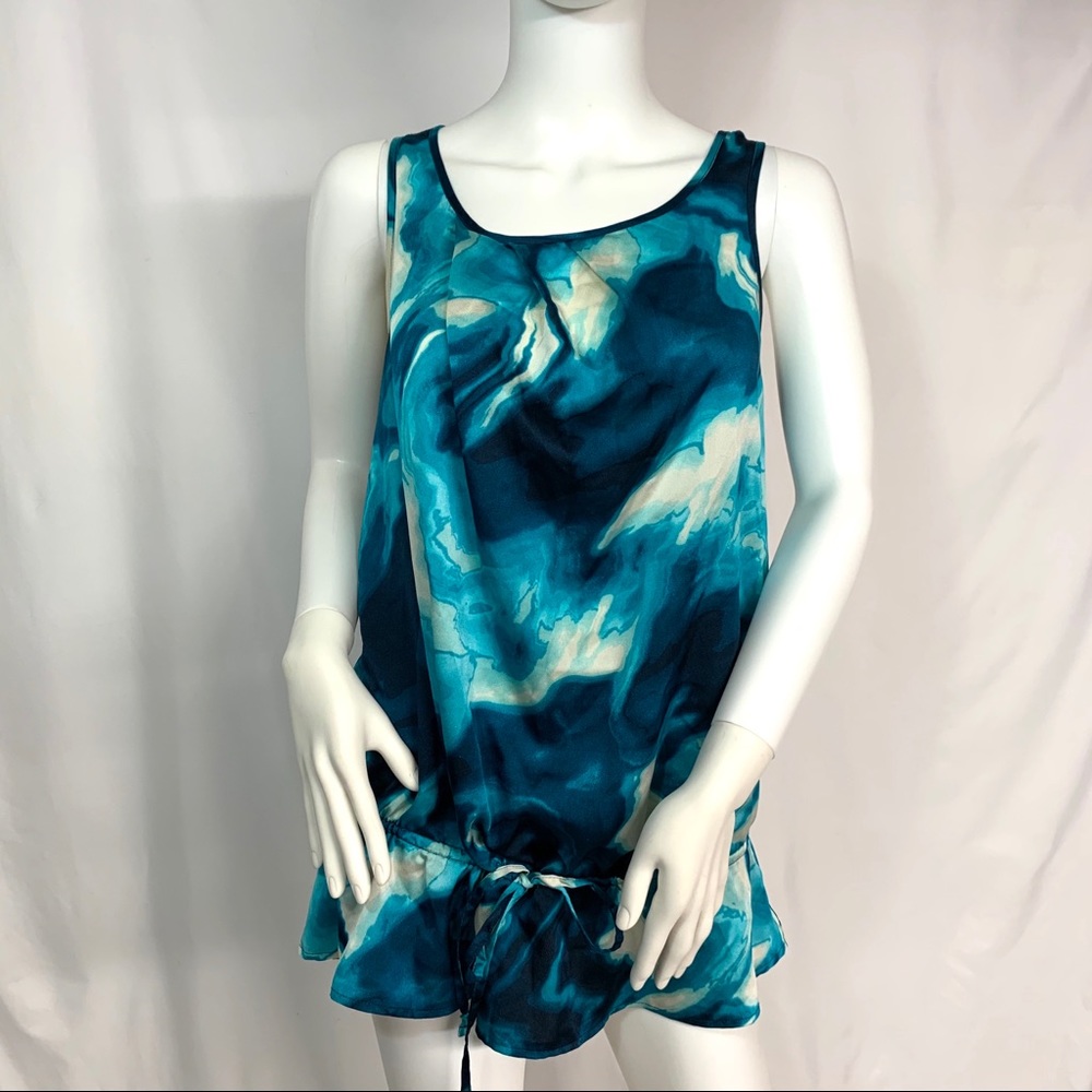 (3 for $15) LIZ LANGE MATERNITY Turquoise Tank Tie Waist Small Ombré Swirl